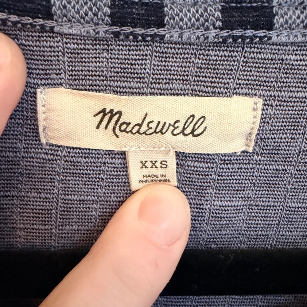 Madewell Womens Gingham Button Shoulder Short Sleeve Top Blue XXS Preppy - Picture 2 of 5